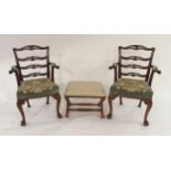 A PAIR OF 19TH CENTURY MAHOGANY HEPPLEWHITE STYLE LADDERBACK ARMCHAIRS