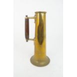 A LATE 19TH/EARY 20TH CENTURY BRASS SALINOMETER TEST JUG with wooden handle, 29cm high Condition