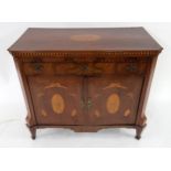 A 19TH CENTURY CONTINENTAL WALNUT AND INLAID CABINET, with hinged top (may have previously contained