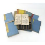 ELEVEN JAPANESE WOODBLOCK PRINTED ILLUSTRATED BOOKS mostly 26 x 18.5cm and five ink blocks moulded