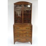A VICTORIAN MAHOGANY SECRETAIRE BOOKCASE with glazed two door bookcase above four drawer