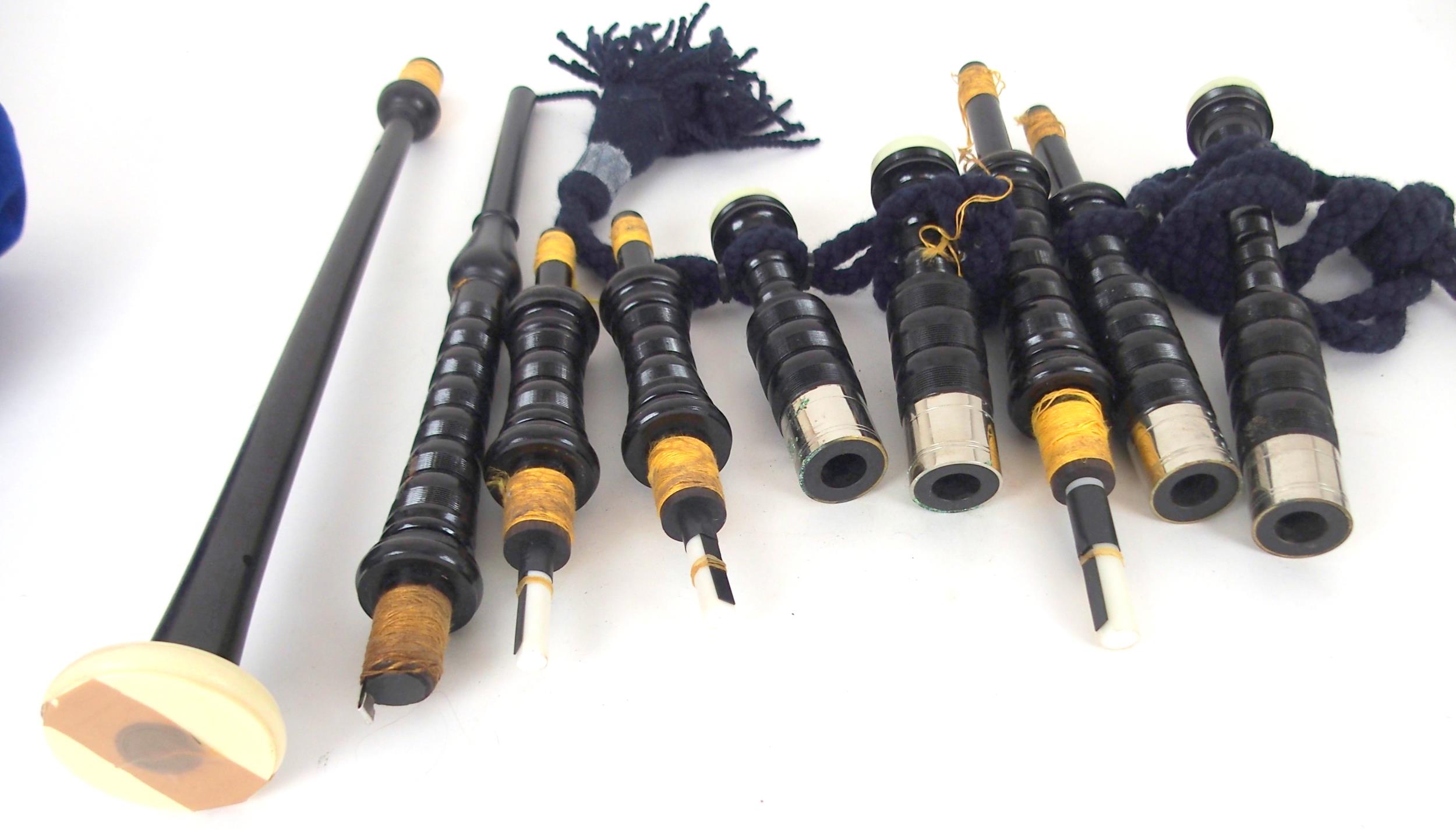 BORDER SMALLPIPES, a set of parlour pipes with faux ivory caps and white metal ferrules Condition - Image 9 of 9