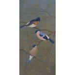 RALSTON GUDGEON RSW Bullfinches, signed, watercolour, 49 x 24cm Condition Report:Available upon