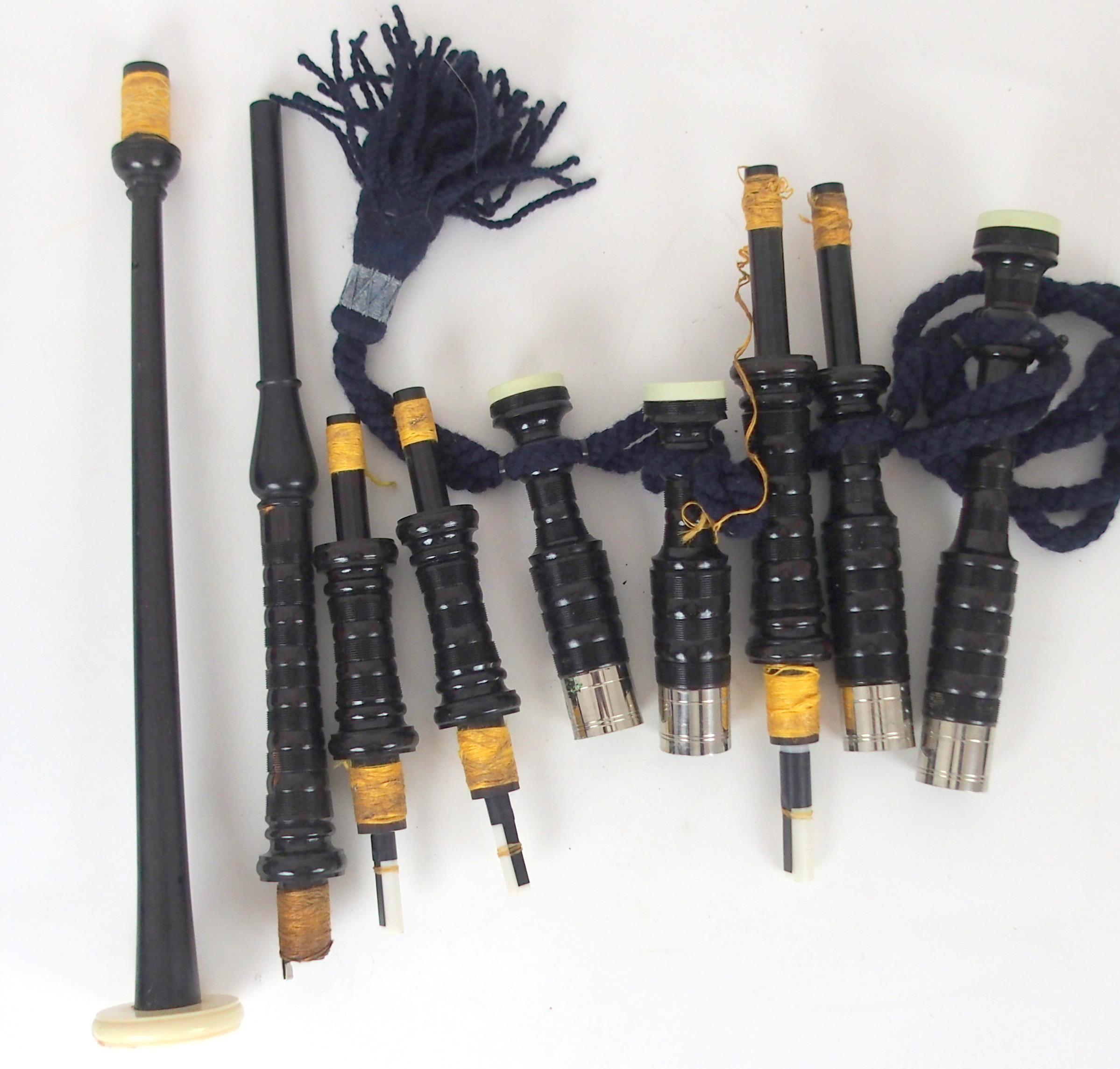 BORDER SMALLPIPES, a set of parlour pipes with faux ivory caps and white metal ferrules Condition - Image 8 of 9