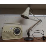 A 20th century Bush portable radio and an Anglepoise style table lamp (2) Condition Report:Available