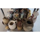 A collection of stone glaze storage jars and jugs etc Condition Report:Not available for this lot