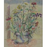 WILLIAM CROSBIE RSA RGI (1915-1999) STILL LIFE, FLOWERS IN POT  Ink/pencil, signed lower left, 51
