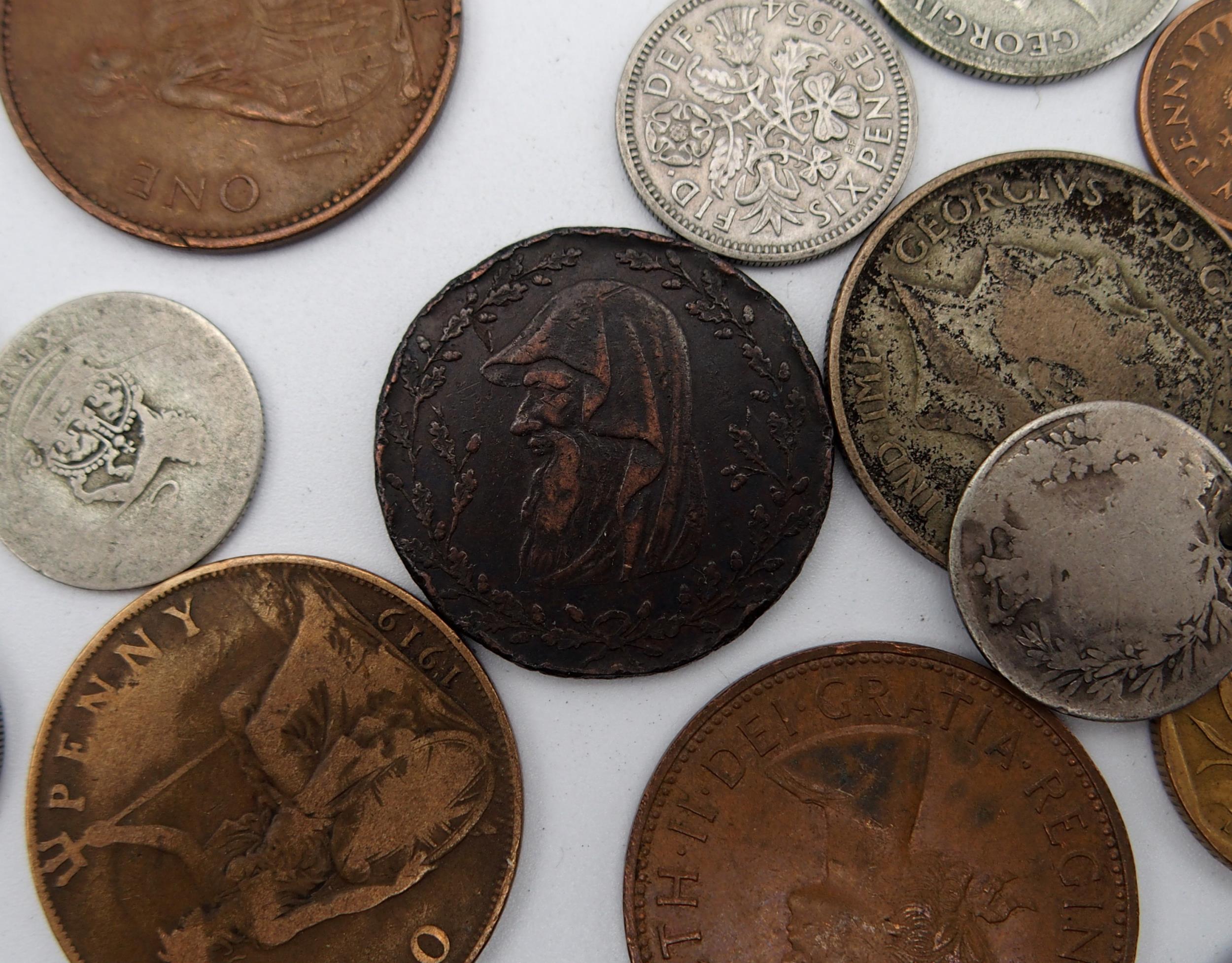 A lot of coins to include a North Wales half penny together with an assortment of Georgian, - Image 3 of 4