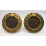 Two WW1 death plaques, for Alexander Rennie, in giltwood circular frames (2) Condition Report: