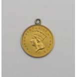 An Indian Princess gold one dollar coin dated 1873, United States of America verso Condition