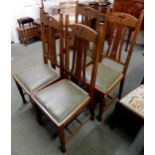 A set of four early 20th century oak arts and crafts style dining chairs (4) Condition Report: