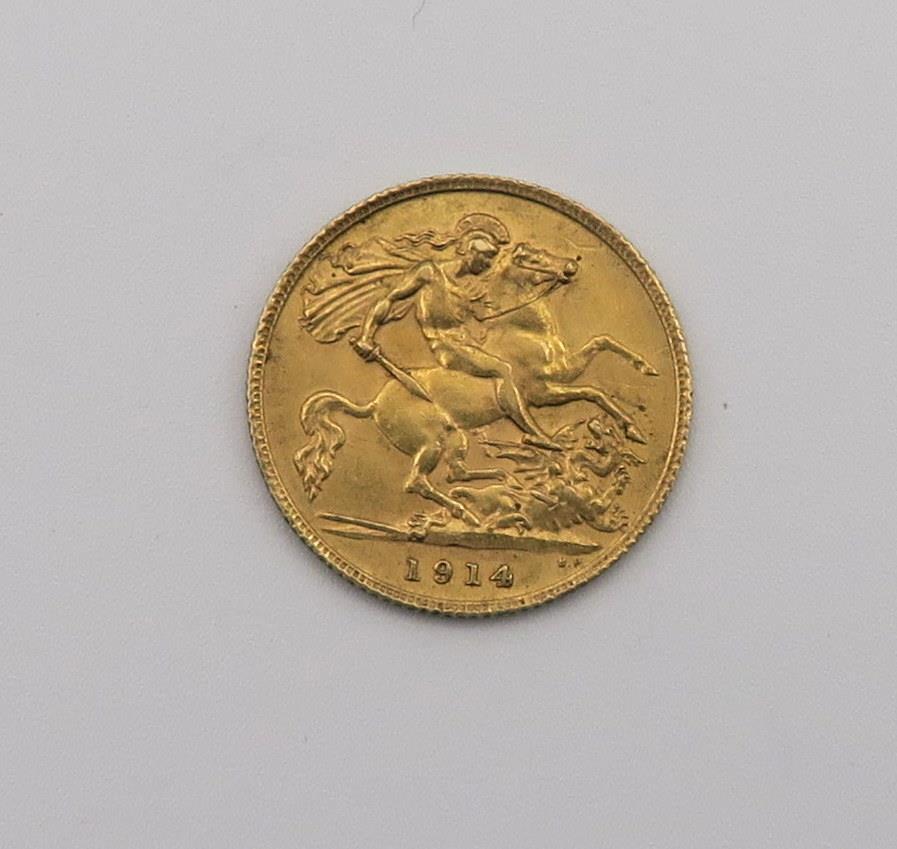 A George V gold half sovereign 1914 Condition Report:Available upon request