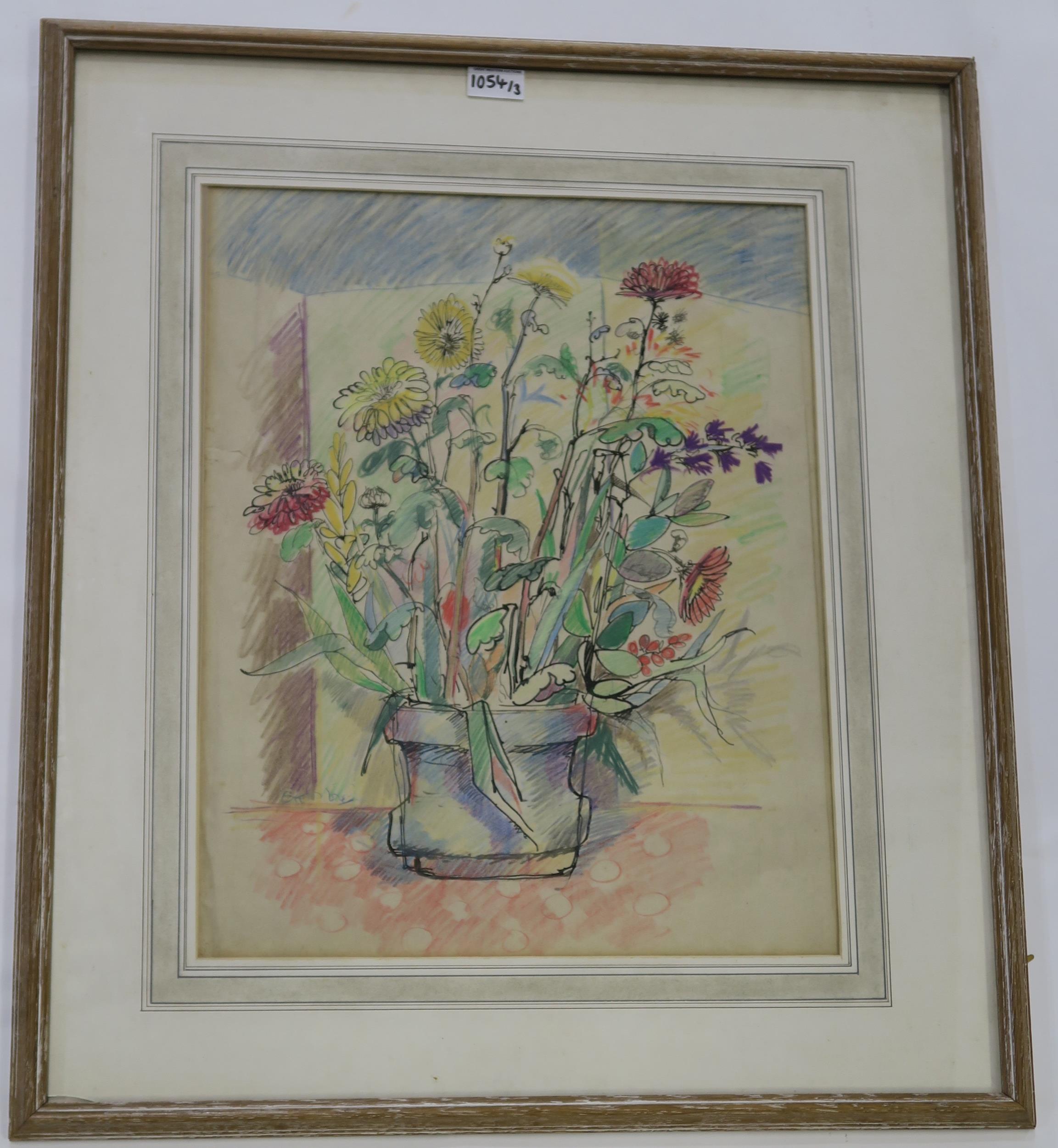 WILLIAM CROSBIE RSA RGI (1915-1999) STILL LIFE, FLOWERS IN POT  Ink/pencil, signed lower left, 51 - Image 2 of 8
