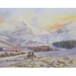 ALWYN CRAWSHAW Gathering timber in a Winter landscape, signed, oil on canvas, 60 x 75cm Condition