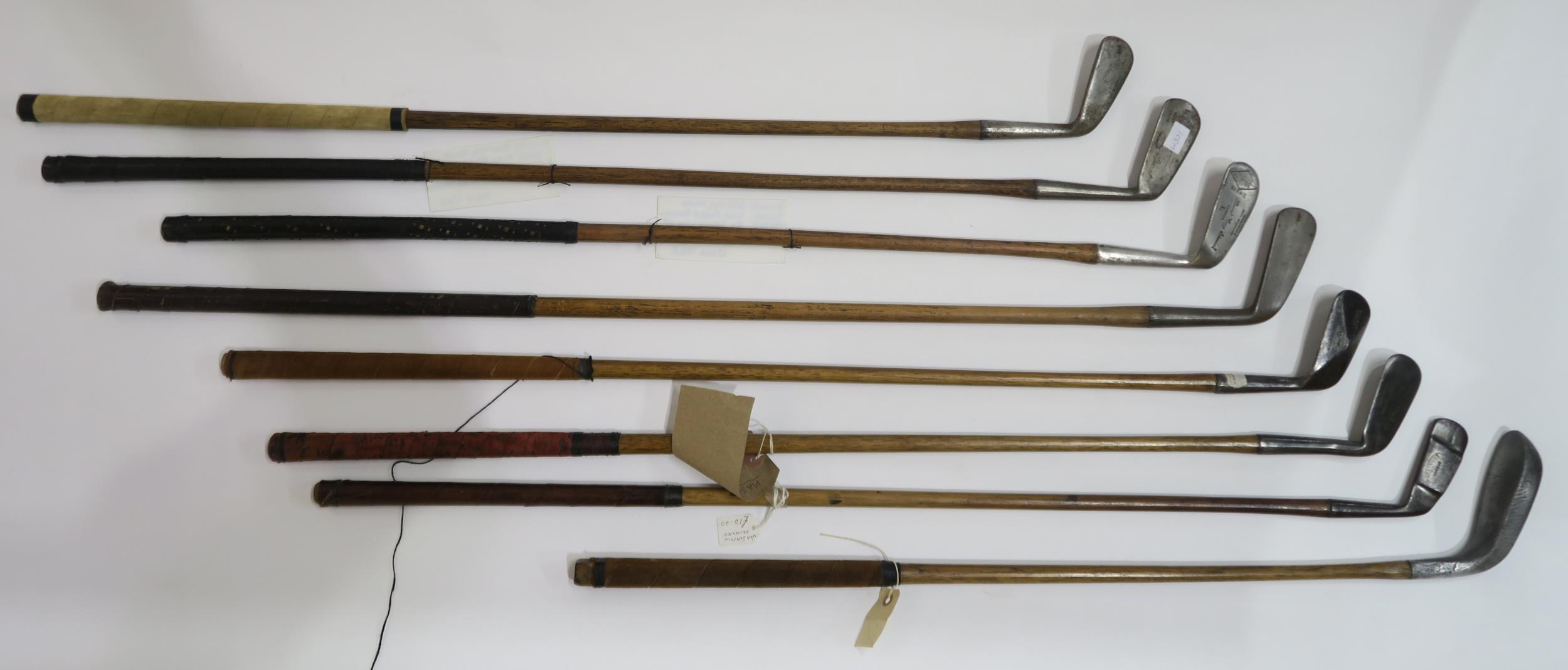 A golf bag, containing a quantity of hickory-shaft clubs, including a Deepfaced Diamond Mashie by D. - Image 2 of 3