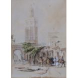 AFTER DAVID ROBERTS Figures before a mosque, signed, watercolour,22 x 15cm Condition Report: