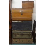 A lot of four assorted travel trunks and a portable sewing machine (5) Condition Report:Available