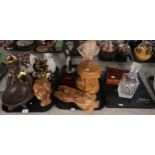 Assorted resin figures, carved wood figures etc Condition Report:Not available for this lot