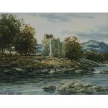 JAMES HAMILTON GLASS Glengarry Castle, signed, watercolour, 28 x 36cm and three others (4) Condition