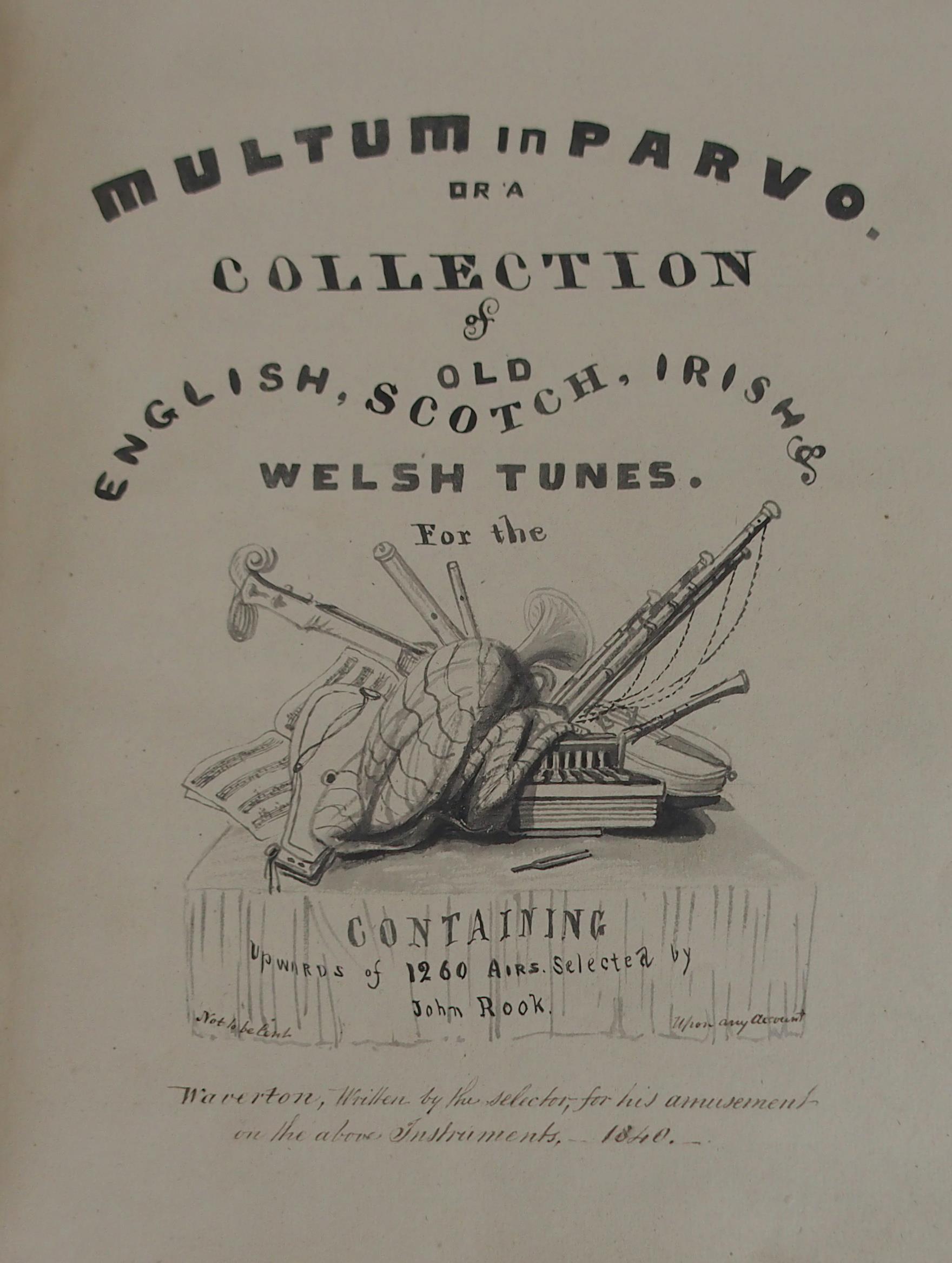 JOHN ROOK, Manuscript, Multum in Parvo or a Collection of old English, Scotch, Irish & Welsh tunes - Image 3 of 27