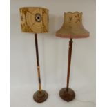 An early 20th century copper and brass standard lamp and a mahogany standard lamp (2) Condition