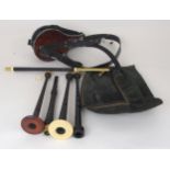 A lot comprising bellows, bag, chanters and bagpipe parts. Condition Report:Available upon request