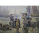 ADOLF BAUMGARTNER JNR The fishing fleet, signed, oil on canvas, 90 x 125cm Condition Report: