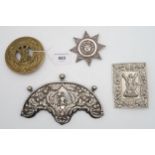 An Ancient Order of Foresters silver sash brooch by Hilliard & Thomason, Birmingham; together with a