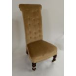 A Victorian upholstered Prie Dieu chair on turned mahogany supports Condition Report:Available