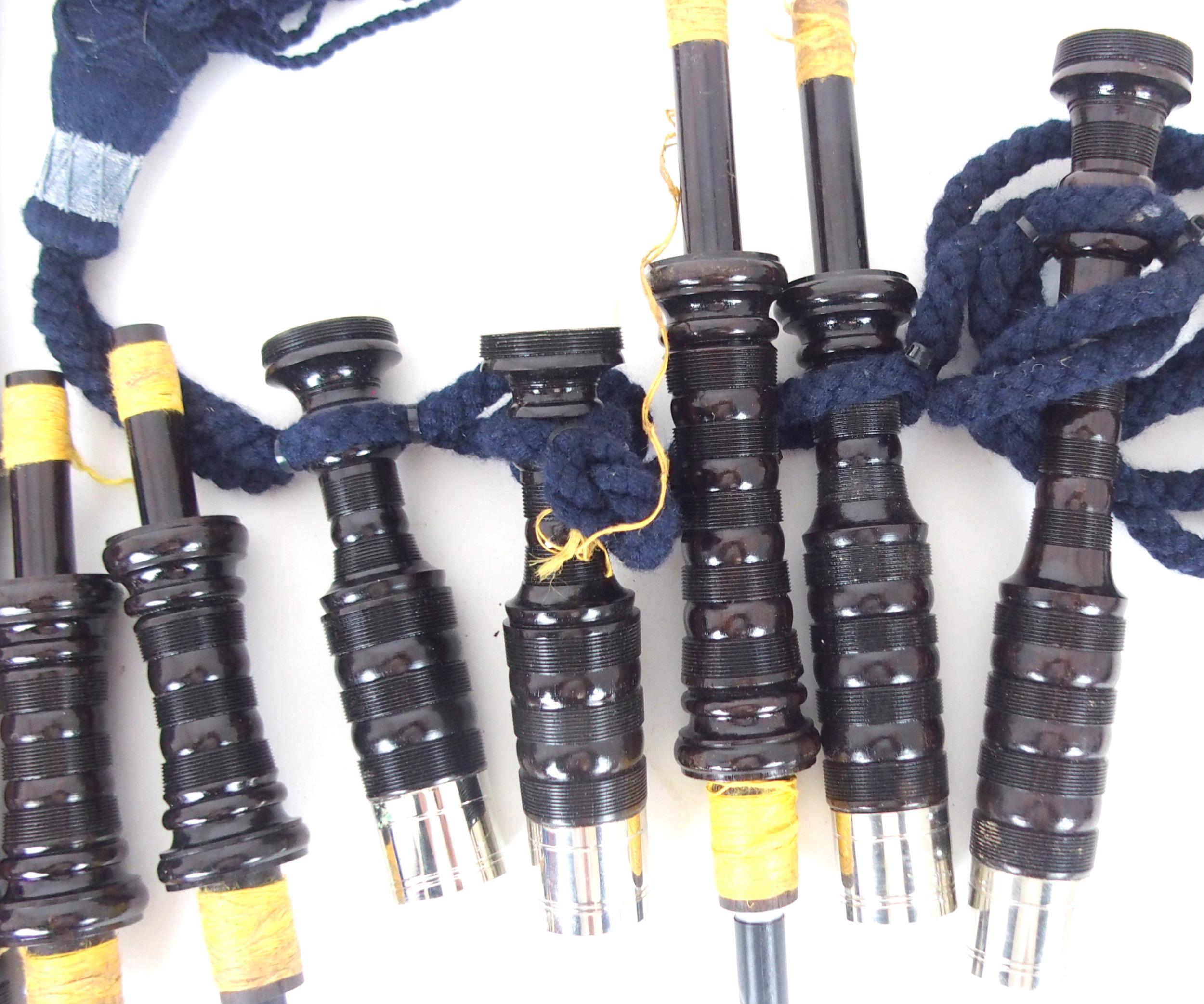 BORDER SMALLPIPES, a set of parlour pipes with faux ivory caps and white metal ferrules Condition - Image 7 of 9