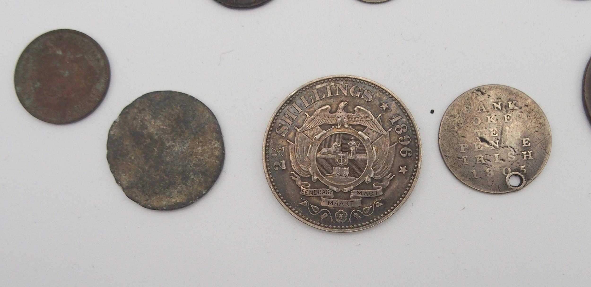 A George III Bank Token Ten Pence Irish 1805, South African 1896 2 1/2 shillings together with - Image 3 of 3