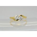 An 18ct gold twin diamond ring, set with estimated approx 0.50cts of brilliant cut diamonds