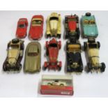 A collection of scale model cars, mostly by Burago,  to include a Jaguar E-type, Mercedes 300 SL,