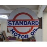 AUTOMOBILA double sided "Standard motor oil" sign and a double sided "Rocklight burning oil" sign (