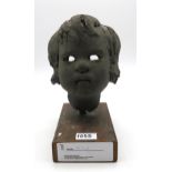 WILLIAM CROSBIE RSA RGI (1915-1999) HEAD STUDY  Clay on wooden plinth, indistinctly inscribed to