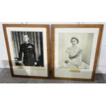 A pair of framed photographic portraits of their late Majesties Queen Elizabeth II and Prince