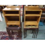 A pair of 20th century bedside tables and two mahogany nests of tables (4) Condition Report: