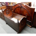 A Victorian mahogany rocking cradle and a mahogany headboard (2) Condition Report:Available upon