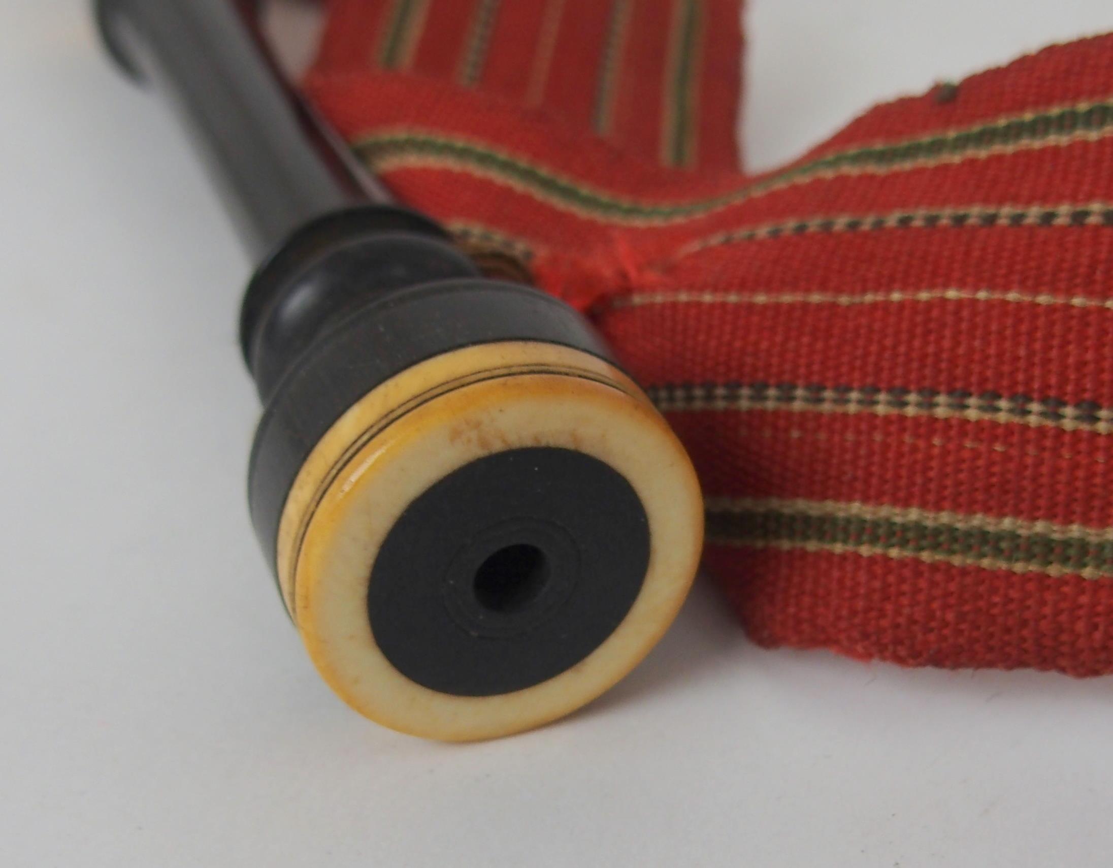 A set of Victorian David Glen Edinburgh miniature Scottish bagpipes ivory mounted, with a chanter - Image 6 of 9