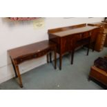 A late Victorian mahogany serpentine front sideboard and a two drawer buffet table (2) Condition