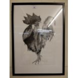 A framed print of a cockerel Condition Report:Available upon request