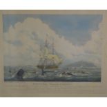 AFTER W.J.HUGGINS ENGRAVED BY SUTHERLAND South Sea whaling fishery, colour engraving, 55 x 70cm