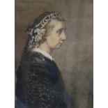 HENRY WRIGHT KERR Portrait profile of a lady, signed, watercolour, 39 x 29cm Condition Report: