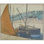 FRANCES M BLAIR The Brown Sail, signed, woodcut,37 of 50,  26 x 29cm Condition Report:Available upon