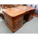 A large late 20th century stained mahogany twin pedestal desk Condition Report:Available upon