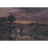 AFTER SAM BOUGH Figure and cattle at a fors, signed, watercolour, dated, 1873, 25 x 35cm Condition