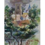 WILLIAM CROSBIE RSA RGI (1915-1999) CATHEDRAL CLOSE, 1986  Watercolour, signed and inscribed lower