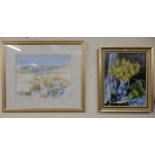 A framed oil on canvas signed Delny Black and a framed watercolour (2) Condition Report:Available