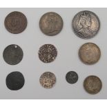 A lot comprising two silver short cross coins one Henry II together with various Victorian