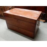 A Victorian oak silver chest converted into a blanket chest with assorted linens Condition Report: